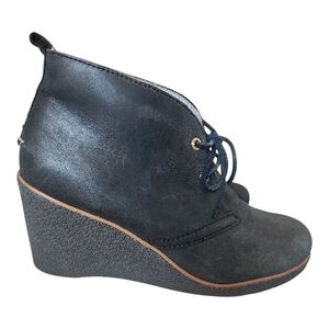 Sperry Black Lace-Up Wedge Ankle Booties
